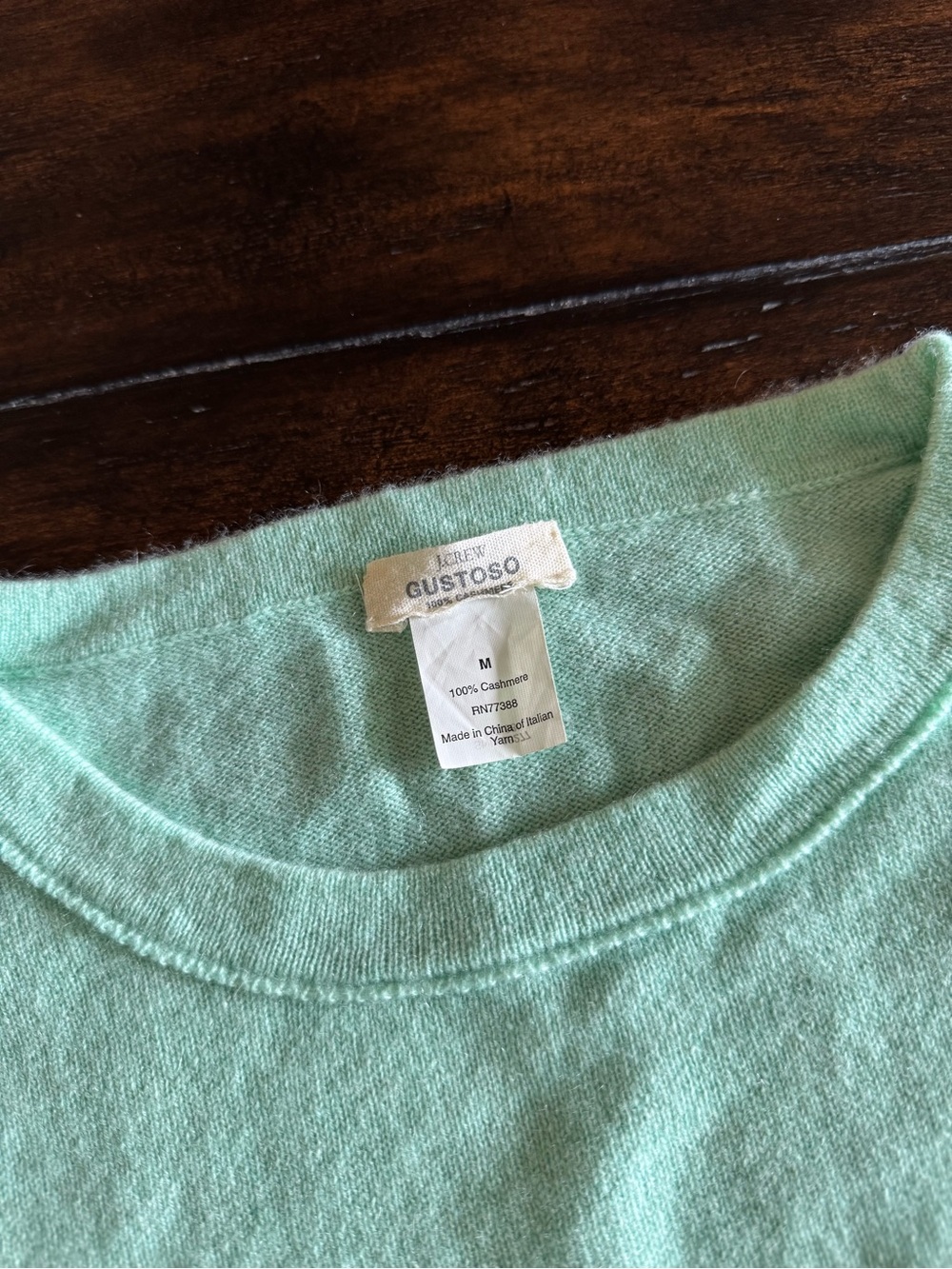 J. Crew 100% Italian Cashmere Mint Green Crewneck Pullover Sweater Size M